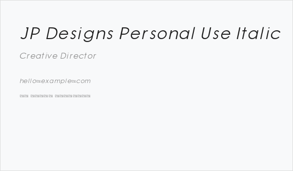 JP Designs Personal Use Italic Business Card