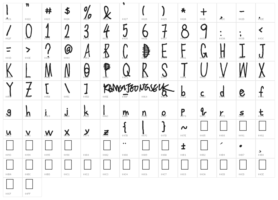 JS Kang Character Map