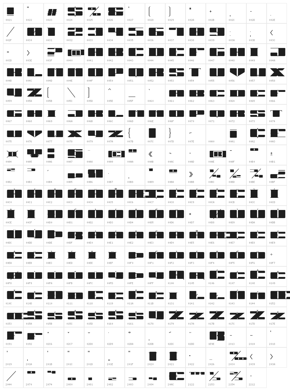 JUBY Rounded Black Character Map