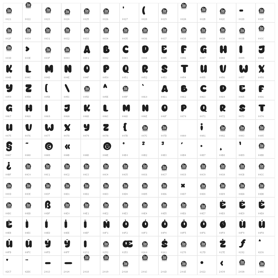 JUDGER Personal Use Character Map
