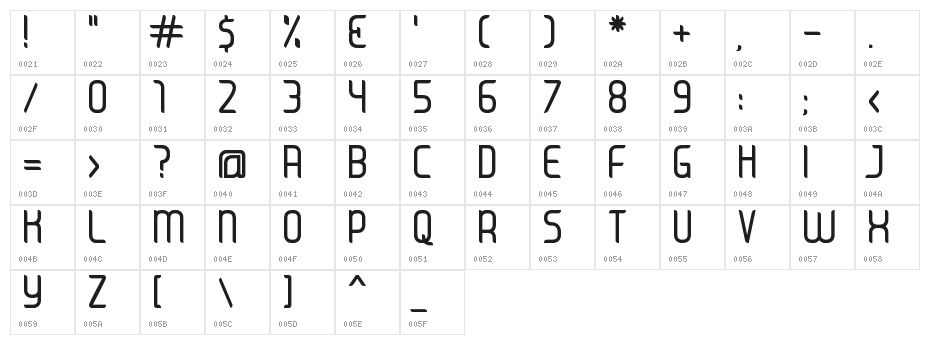 JUICE Regular Character Map