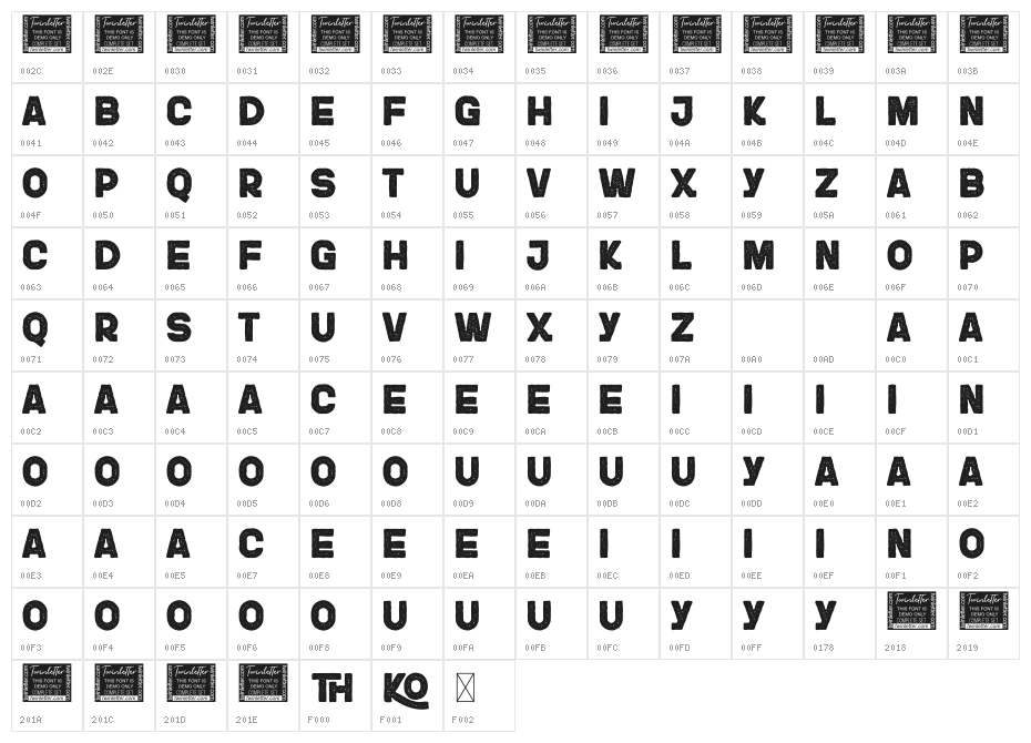 JUKOTHA Personal Use Character Map