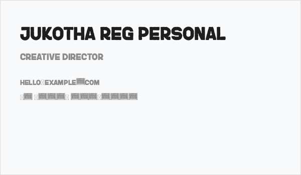 JUKOTHA Reg Personal Business Card