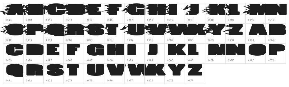 JUMBO BURN Character Map