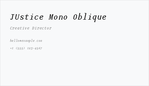 JUstice Mono Oblique Business Card