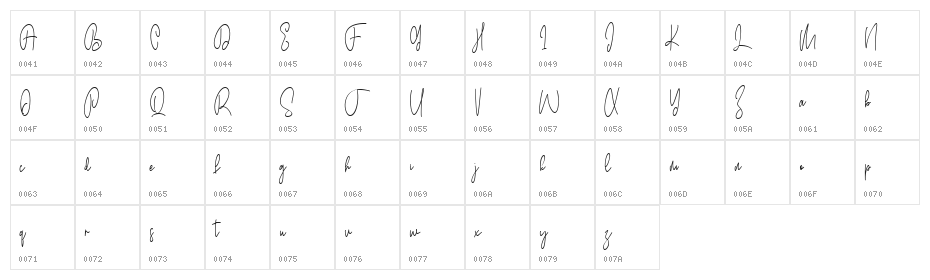 Judith Free Regular Character Map
