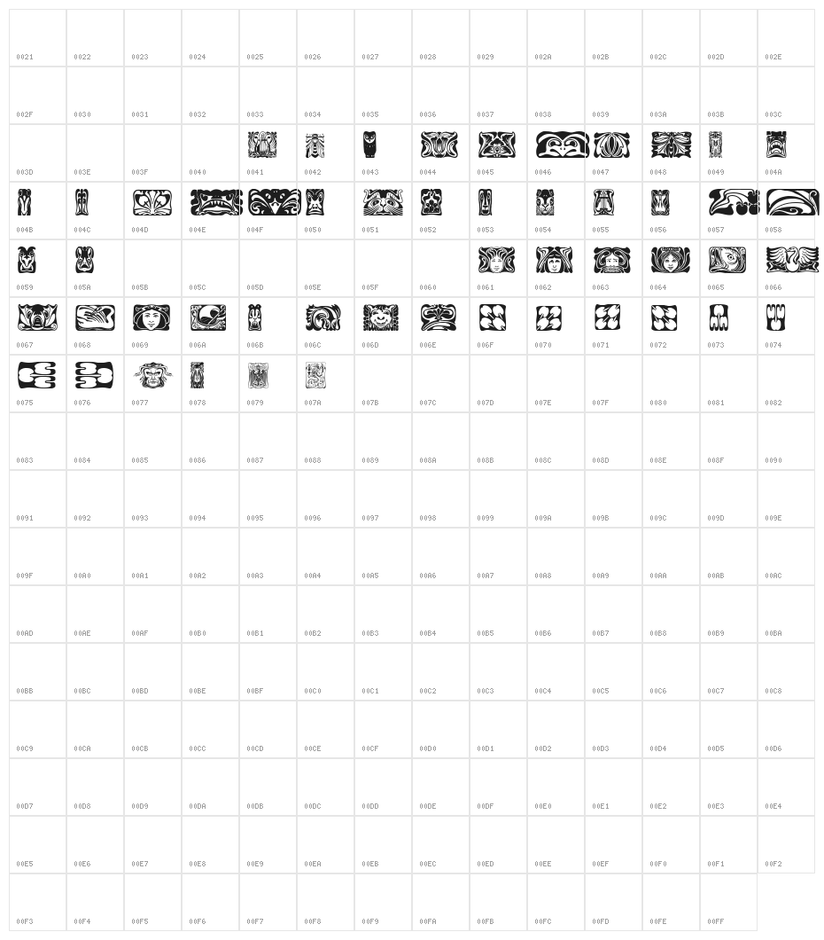 Jugendstil Ornamente Character Map