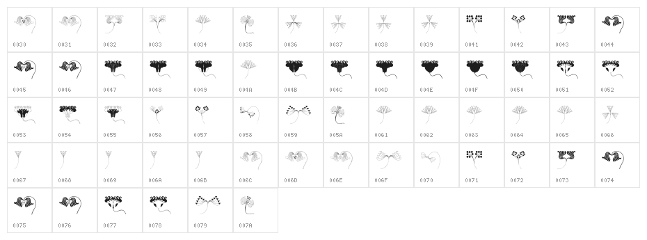 JugendstilFlowersFree Character Map