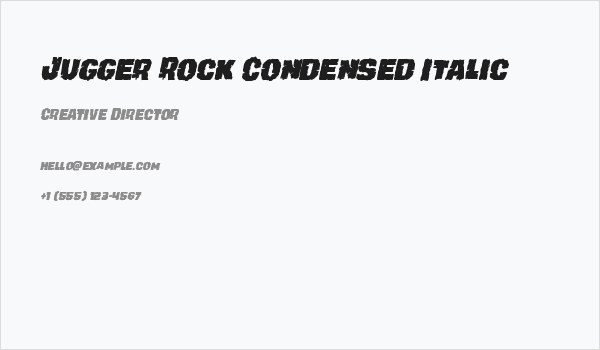 Jugger Rock Condensed Italic Business Card