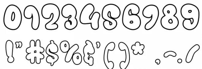 Juicy Snap Outline Outline Шрифта ДРУГИЕ символов