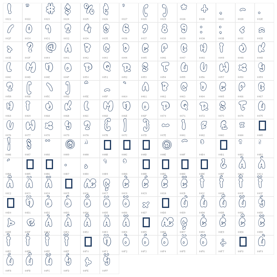 Juicy Snap Outline Outline1 Character Map