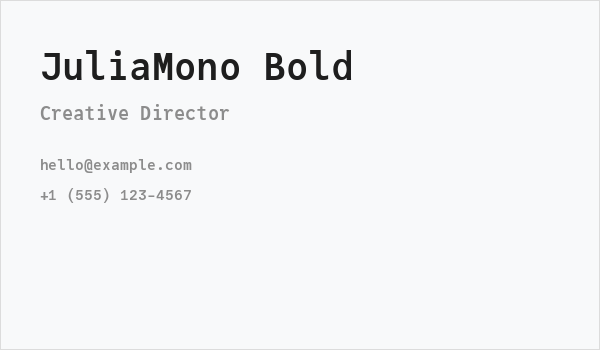JuliaMono Bold Business Card