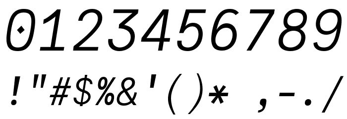 JuliaMono LightItalic Font OTHER CHARS