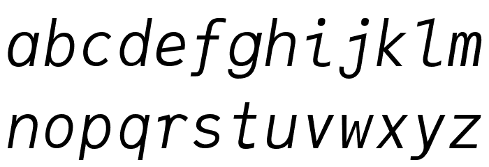 JuliaMono LightItalic Font LOWERCASE