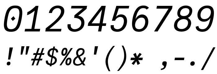 JuliaMono RegularItalic Font OTHER CHARS