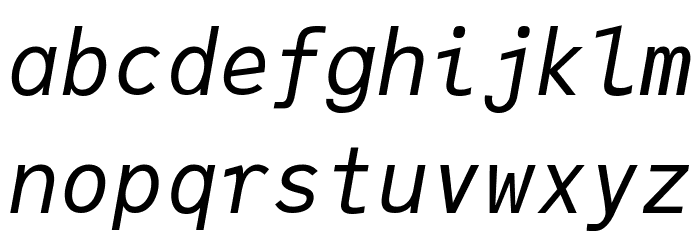 JuliaMono RegularItalic Font LOWERCASE