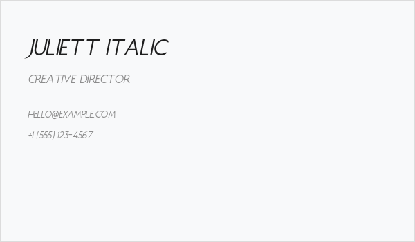 Juliett Italic Business Card