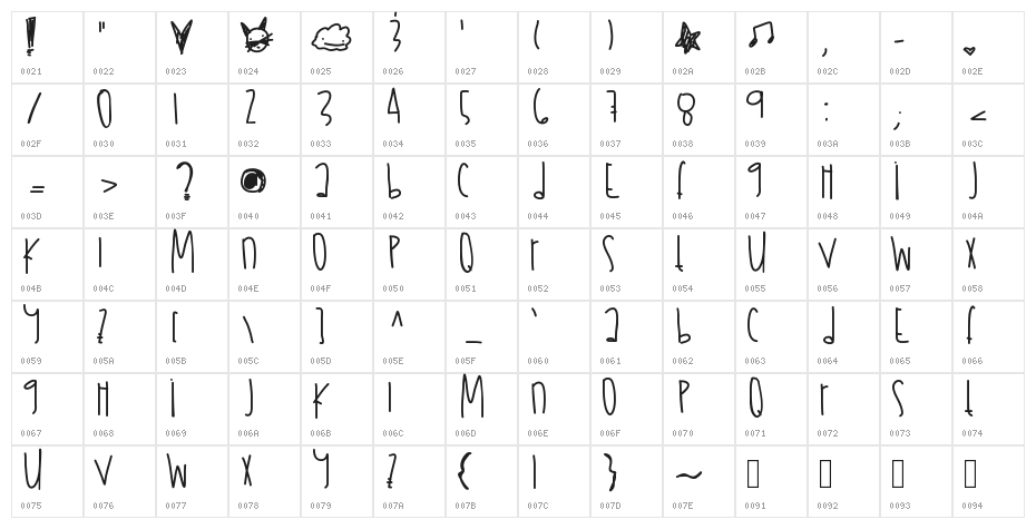 JulyFireworks Character Map