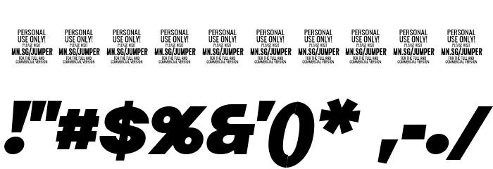 Jumper PERSONAL USE ONLY Black Italic Font OTHER CHARS