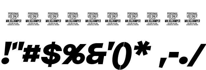 Jumper PERSONAL USE ONLY Extra-Bold Italic Font OTHER CHARS
