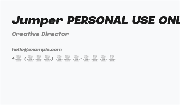 Jumper PERSONAL USE ONLY Extra-Bold Italic Business Card