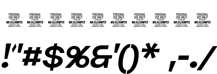 Jumper PERSONAL USE ONLY Regular Italic Font OTHER CHARS