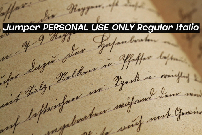 Jumper PERSONAL USE ONLY Regular Italic Example 1