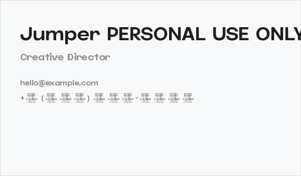 Jumper PERSONAL USE ONLY Regular Business Card