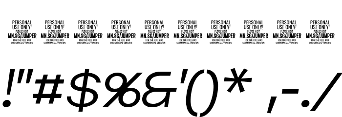Jumper PERSONAL USE ONLY Thin Italic Font OTHER CHARS