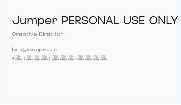 Jumper PERSONAL USE ONLY Thin Business Card