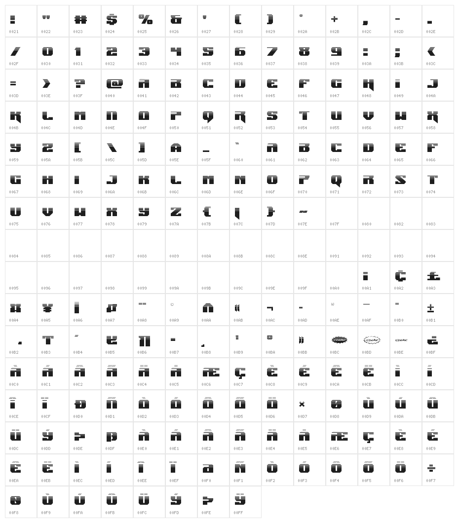 Jumpers Halftone Character Map