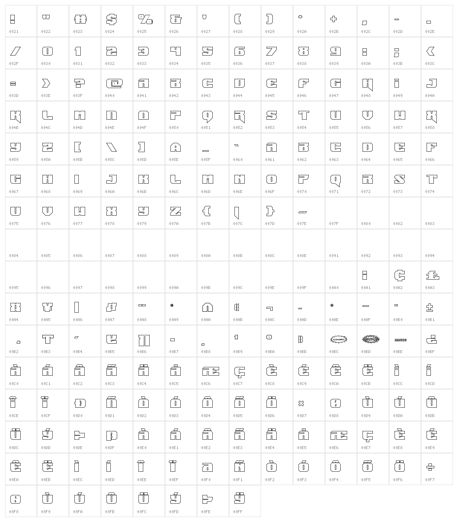 Jumpers Outline Character Map