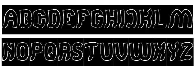 Jumping Running-Hollow-Inverse Schriftart Groß
