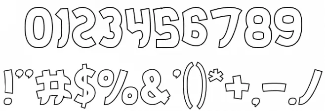 Jumping Running-Hollow Font OTHER CHARS