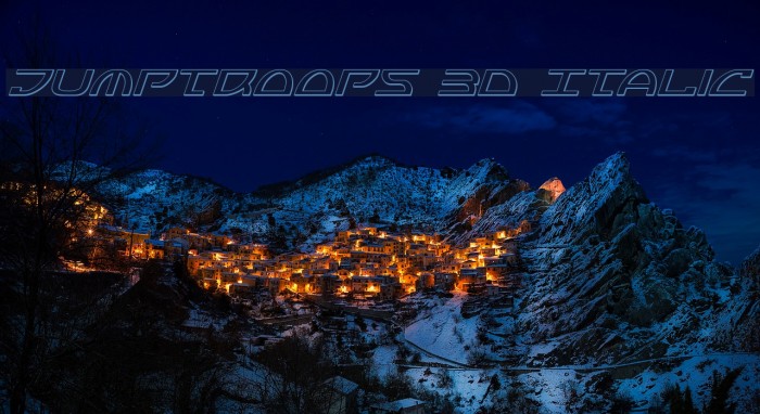 Jumptroops 3D Italic Font examples