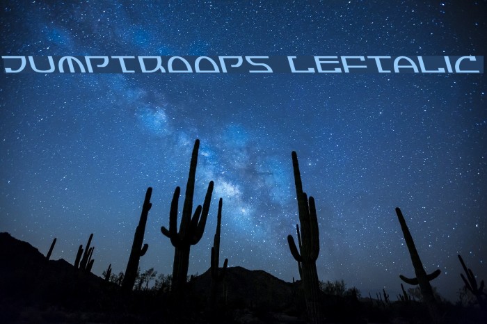 Jumptroops Leftalic Font examples