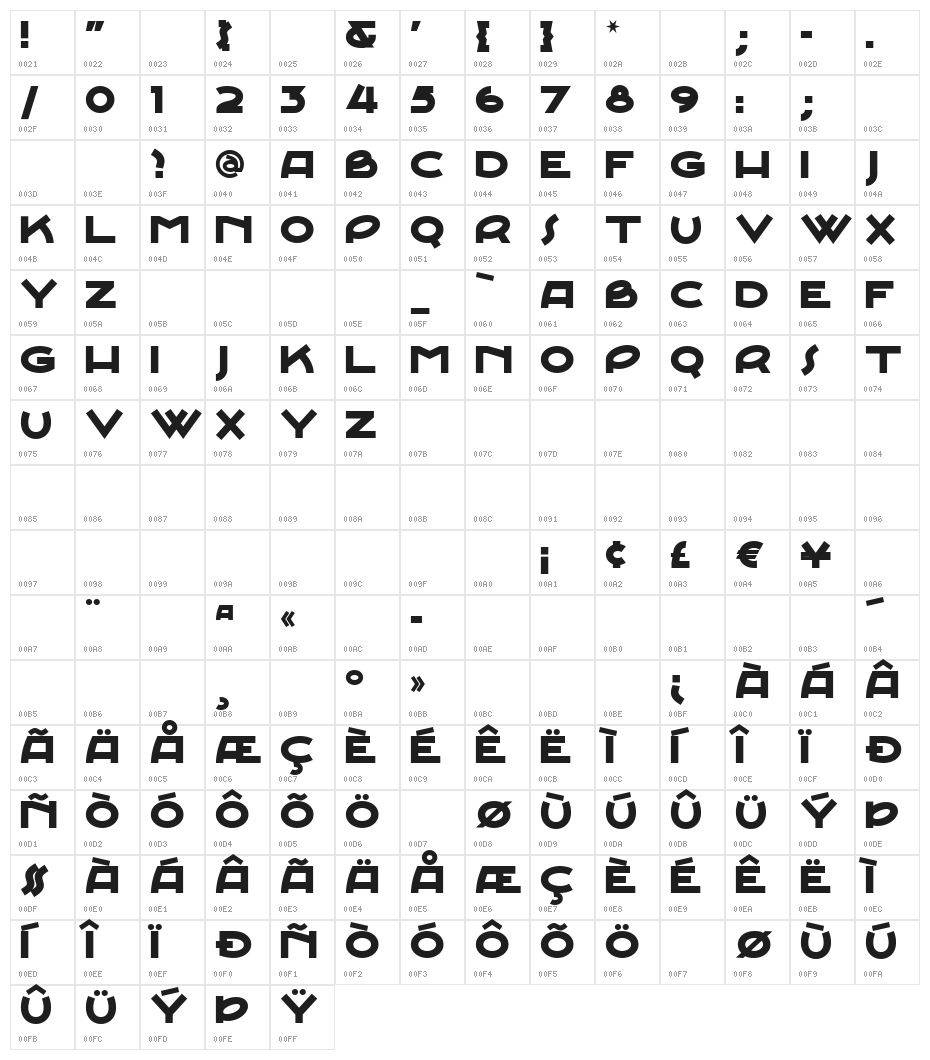 JunebugStompNF ExtraBold Character Map