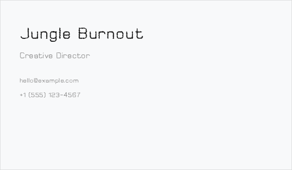 Jungle Burnout Business Card