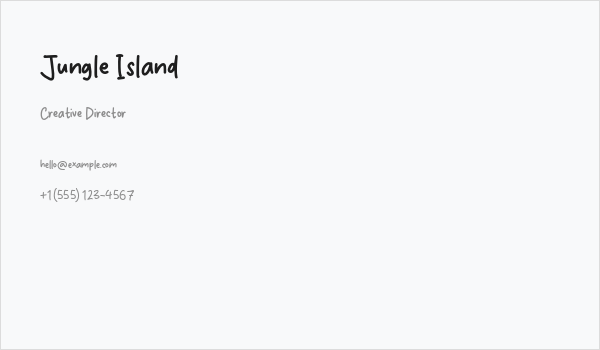 Jungle Island Business Card