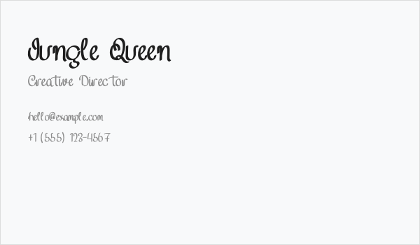 Jungle Queen Business Card