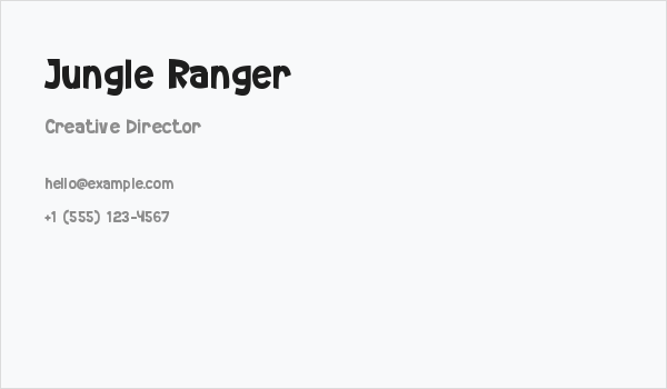 Jungle Ranger Business Card