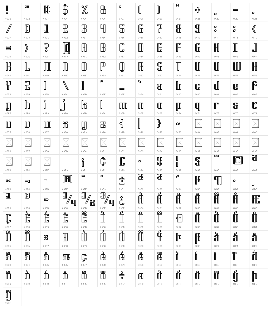 Junglira Regular Character Map