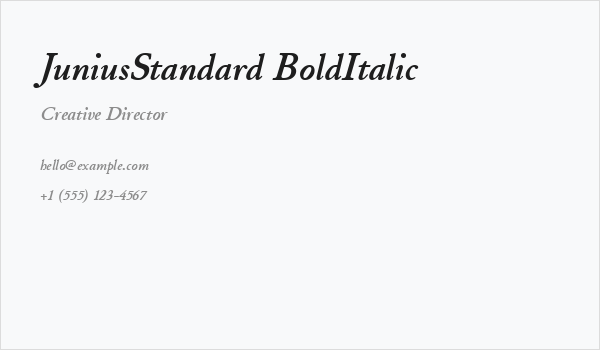 JuniusStandard BoldItalic Business Card