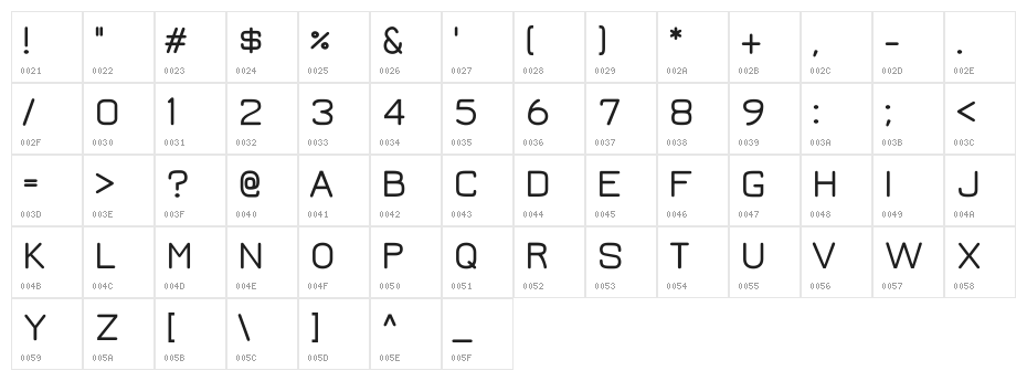 Jura Demi-Bold Character Map