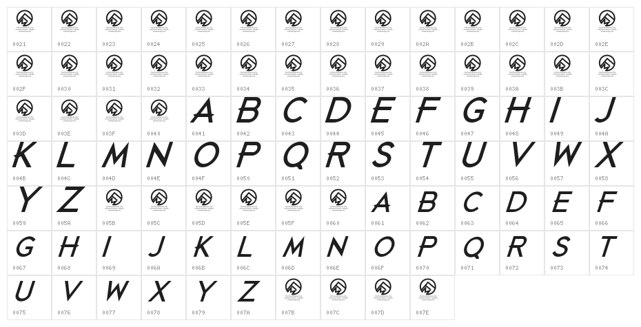 Just Die Already Black Italic Character Map