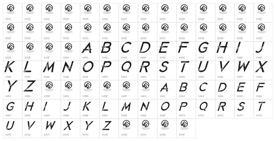 Just Die Already Italic Character Map