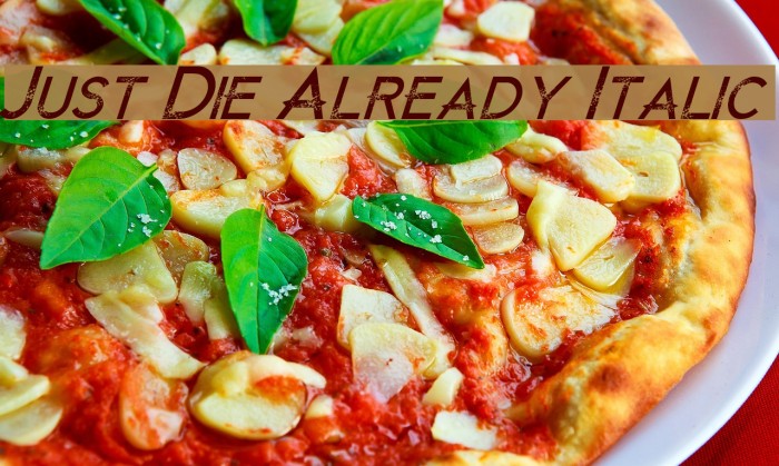 Just Die Already Italic Font examples