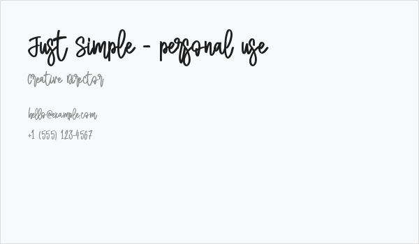 Just Simple - personal use Business Card