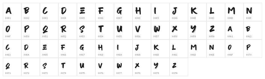 JustBrush Character Map