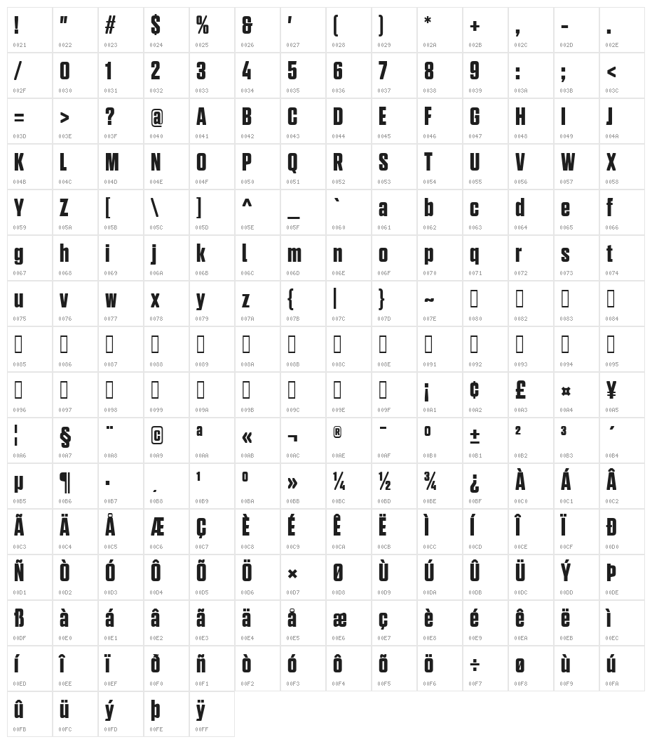 Just_Dance_Bold Character Map